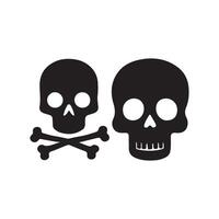 Skull and bones set. Pirate flag attribute. Isolated illustration on white background. vector