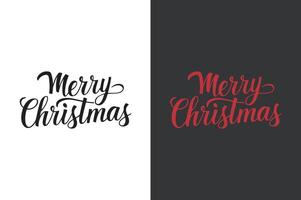 Merry christmas red and black brush calligraphy. vector
