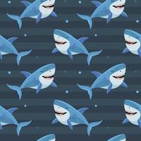 Funny fish characters. Seamless pattern with cartoon sharks. Shark backgrounds. vector