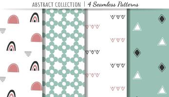 Set of scandinavian hand drawn seamless patterns. Trendy modern doodle backgrounds. vector