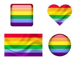 Lgbt flag set of icons. rainbow flag of lgbt, symbol. Set of different flags that represent gay pride. vector