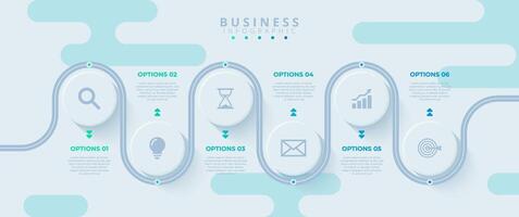 Infographic thin line design with icons and 6 options or steps. Infographics for business concept. Can be used for presentations banner, workflow layout, process diagram, flow chart, info graph vector