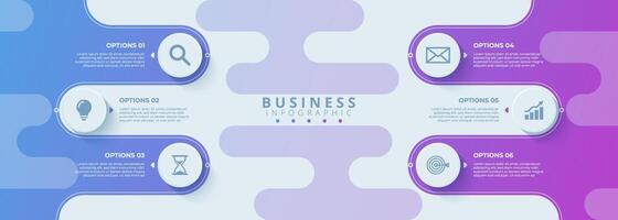 Infographic thin line design with icons and 6 options or steps. Infographics for business concept. Can be used for presentations banner, workflow layout, process diagram, flow chart, info graph vector
