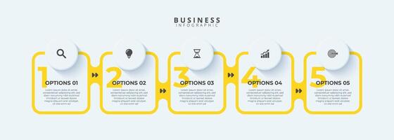 Infographic thin line design with icons and 5 options or steps. Infographics for business concept. Can be used for presentations banner, workflow layout, process diagram, flow chart, info graph vector