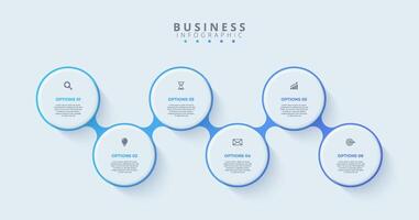 Infographic thin line design with icons and 6 options or steps. Infographics for business concept. Can be used for presentations banner, workflow layout, process diagram, flow chart, info graph vector