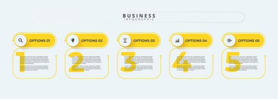 Infographic thin line design with icons and 5 options or steps. Infographics for business concept. Can be used for presentations banner, workflow layout, process diagram, flow chart, info graph vector