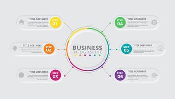 Infographic thin line design with icons and 6 options or steps. Infographics for business concept. Can be used for presentations banner, workflow layout, process diagram, flow chart, info graph vector