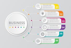 Infographic thin line design with icons and 6 options or steps. Infographics for business concept. Can be used for presentations banner, workflow layout, process diagram, flow chart, info graph vector