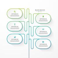 Infographic thin line design with icons and 6 options or steps. Infographics for business concept. Can be used for presentations banner, workflow layout, process diagram, flow chart, info graph vector