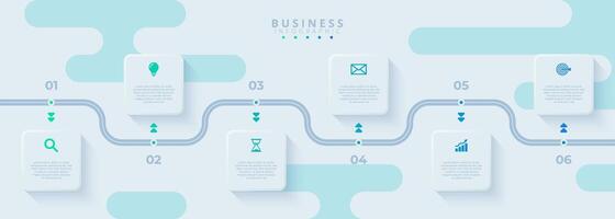 Infographic thin line design with icons and 6 options or steps. Infographics for business concept. Can be used for presentations banner, workflow layout, process diagram, flow chart, info graph vector