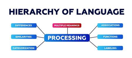Hierarchy of language diagram. Infographic on similarities and functions with data vector