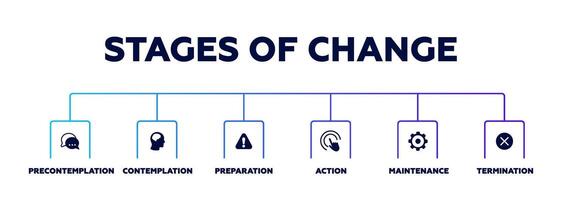 Stages of change. Model for managing and improving business marketing vector