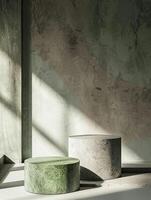 3D podium. Abstract minimal scene with geometrical forms. Design for product presentation. photo