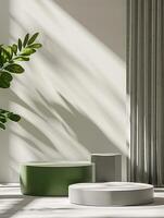 3D podium. Abstract minimal scene with geometrical forms. Design for product presentation. photo