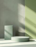 3D podium. Abstract minimal scene with geometrical forms. Design for product presentation. photo