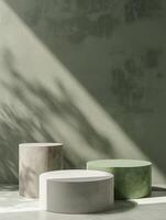 3D podium. Abstract minimal scene with geometrical forms. Design for product presentation. photo