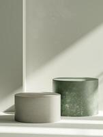 3D podium. Abstract minimal scene with geometrical forms. Design for product presentation. photo