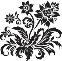 Flower design elements silhouette pattern, black and white decorative Floral design Silhouette Motif Pattern, vector
