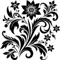 Flower design elements silhouette pattern, black and white decorative Floral design Silhouette Motif Pattern, vector