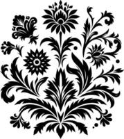 Flower design elements silhouette pattern, black and white decorative Floral design Silhouette Motif Pattern, vector