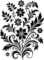 Flower design elements silhouette pattern, black and white decorative Floral design Silhouette Motif Pattern, vector