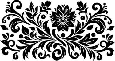 decorative Floral design Silhouette Motif Pattern, Flower design elements silhouette pattern black and white vector