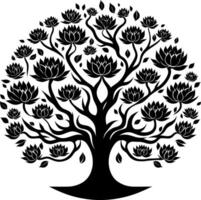 tree silhouette illustration on the white background, isolated tree silhouette logo design element vector