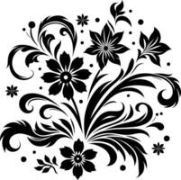 Flower design elements silhouette pattern, black and white decorative Floral design Silhouette Motif Pattern, vector