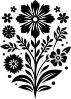 decorative Floral design Silhouette Motif Pattern, Flower design elements silhouette pattern black and white vector