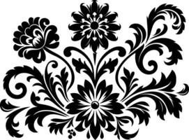 decorative Floral design Silhouette Motif Pattern, Flower design elements silhouette pattern black and white vector