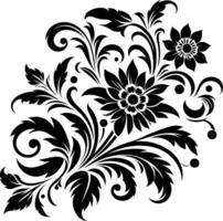 Flower design elements silhouette pattern, black and white decorative Floral design Silhouette Motif Pattern, vector