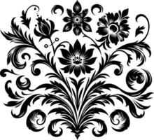 Flower design elements silhouette pattern, black and white decorative Floral design Silhouette Motif Pattern, vector