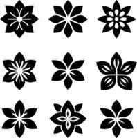 flower icon design element, Flower design elements silhouette pattern, black and white decorative Floral design Silhouette Motif Pattern, vector