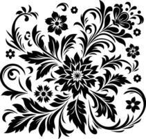 Flower design elements silhouette pattern, black and white decorative Floral design Silhouette Motif Pattern, vector
