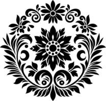Flower design elements silhouette pattern, black and white decorative Floral design Silhouette Motif Pattern, vector