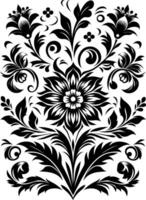 decorative Floral design Silhouette Motif Pattern, Flower design elements silhouette pattern black and white vector