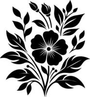 decorative Floral design Silhouette Motif Pattern, Flower design elements silhouette pattern black and white vector
