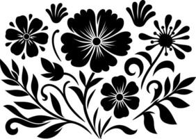 decorative Floral design Silhouette Motif Pattern, Flower design elements silhouette pattern black and white vector