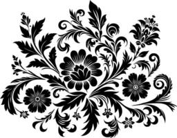 decorative Floral design Silhouette Motif Pattern, Flower design elements silhouette pattern black and white vector