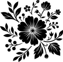 decorative Floral design Silhouette Motif Pattern, Flower design elements silhouette pattern black and white vector