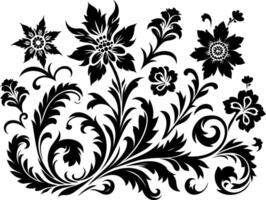 Flower design elements silhouette pattern, black and white decorative Floral design Silhouette Motif Pattern, vector