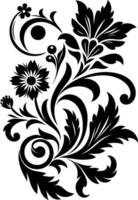 decorative Floral design Silhouette Motif Pattern, Flower design elements silhouette pattern black and white vector