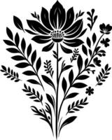 decorative Floral design Silhouette Motif Pattern, Flower design elements silhouette pattern black and white vector