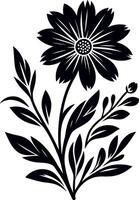 decorative Floral design Silhouette Motif Pattern, Flower design elements silhouette pattern black and white vector