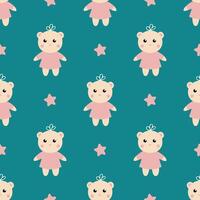 a pattern with teddy bears and stars vector