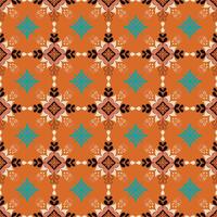 A pattern of orange and black flowers is displayed on a bright orange background vector