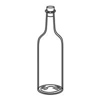 Empty glass bottles for message. illustration of blank jar painted by black inks. Drawing of container on isolated background. Etching of transparent bowl for icon or logo vector