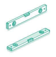 Construction bubble level tool. Outline objects isolated on a white background. Spirit level. Construction water level. Building and engineering equipment. vector