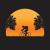 A silhouette sunset scene in a scenic park vector