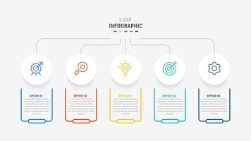 Five Step Infographic design element template for presentation. info graphic illustration. process diagram and presentations step, banner, flow chart, 5 option template. vector